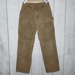 Carhartt B136 BRN Double Knee Pants Mens 30x32 (29x30.5) Brown Distressed 2016